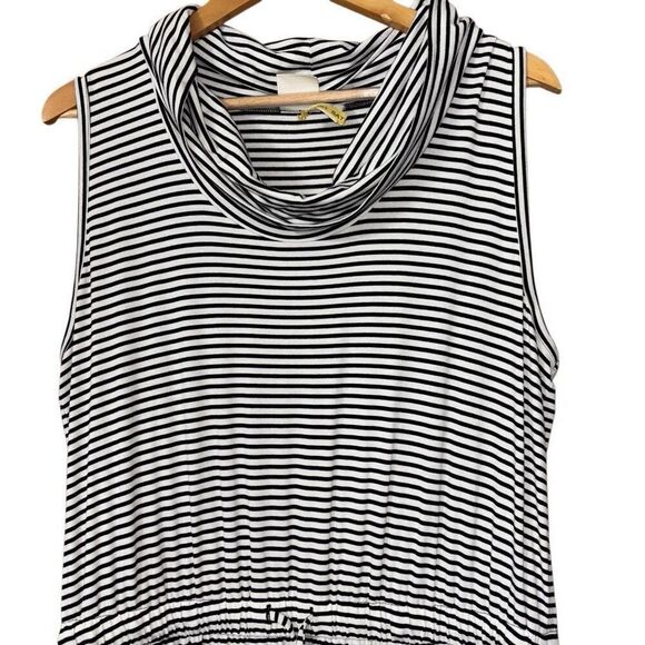 Chicos Zenergy Lydia Stripe Cowl Tank maxi Dress Black and White Size 2 Large - Picture 6 of 12